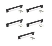 Emuca 9177614 Lot de 5 poignées pour meubles Sofia, L189mm, entraxe 160mm, Aluminium , Peint en noir