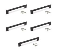 Emuca - Lot de 5 poignées pour meubles, L221mm, entraxe 192mm, Aluminium, Peint en noir