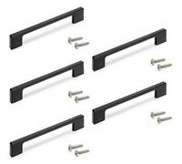 Emuca Lot de 5 poignées pour meubles Montréal, L192mm, entraxe 160mm, Zamak, Peint en noir