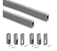 Emuca - Kit tube de penderie Luxe, 1,15 m, Titanium, Aluminium et Plastique, 1 kit