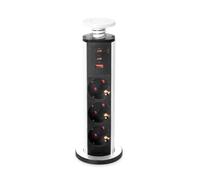 Emuca - Multiconnecteur élevable, 3 Prises Schuko, 1 USB A + 2 C, Blanc