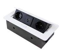 Emuca Multiconnecteur encastrable pour bureau Atom 26 Lite — 265 x 120 mm — Blanc