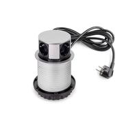 Emuca - Multiconnecteur Vertikal Push diamètre 100mm, 3 Prises de Type Schuko, 1 USB Type A, 1 USB Type C, Acier et Plastique, Peint en Aluminium