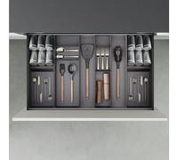 Emuca - Organisateur incliné pour tiroir, 150x470 mm, Gris Anthracite, Acier et Bois