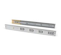 Emuca - Guías laterales para cajones con rodamiento de bolas 45mm x 600mm, pack de 1 juego de guías de extracción total con cierre suave