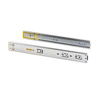 Emuca - Paire de coulisses pour tiroirs 45x350mm, glissières à billes sortie totale avec système push et fermeture amortie, Zingué, Lot de 5