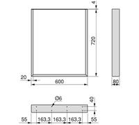 Emuca Jeu de pieds rectangulaires Square pour table, largeur 600mm, Acier, Peint en noir