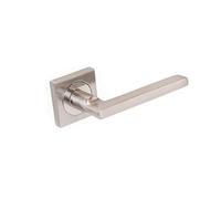 Emuca - Poignée de porte intérieur, ensemble de poignées de porte avec rosace 50x50 mm, Aluminium et zamak, Nickel satiné.