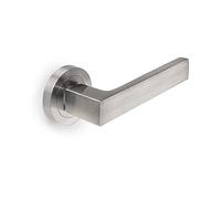 Emuca - Poignée de porte intérieur, ensemble de poignées de porte avec rosace D.50 mm, Aluminium, Nickel satiné.