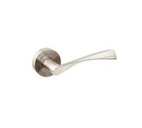Emuca - Poignée de porte intérieur, ensemble de poignées de porte avec rosace D.50 mm, Aluminium, Nickel satiné.