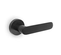 Emuca - Poignée de porte intérieur, ensemble de poignées de porte avec rosace D.50 mm, Aluminium, noir.