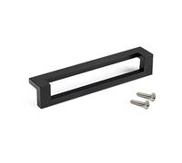 Emuca Poignée pour meuble Cleveland – entraxe 128 mm, L144 mm, Zamak, peint en noir – lot de 5