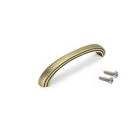 Emuca - Poignée pour Meuble, Poignée pour tiroir, Entraxe 128mm, Zamak, Or ancien, Set de 25