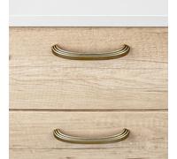 Emuca - Poignée pour Meuble, Poignée pour tiroir, Entraxe 128mm, Zamak, Or ancien, Set de 25