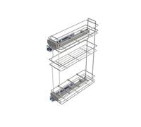 Emuca Porte-bouteilles extractible SupraMax Gauche 3 plateaux Fermeture amortie 800x200mm Chromé