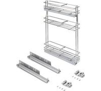 Emuca Porte-bouteilles extractible - Gauche, 3 plateaux, fermeture à amortie, 800x150 mm, chromé