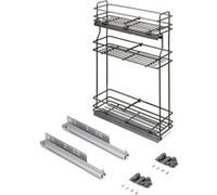 Emuca porte-bouteilles extractible TitaneMax avec fermeture à amortie, gauche, 3 plateaux, module 200mm, Acier, Gris Anthracite Gris anthracite G