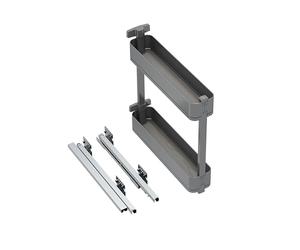 Emuca - Porte-Bouteilles latéral extractible Harmony avec Fermeture amortie, Module 150mm, Hauteur 700mm, Acier et Bois, Gris Anthracite
