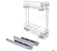 Emuca - Porte-bouteilles latéral extractible Supra avec fermeture amortie, Module 150mm, Peint en gris métallisé, Acier
