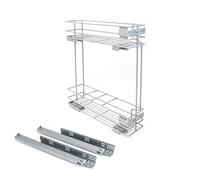 Emuca - Porte-bouteilles latéral extractible Supra avec fermeture amortie, Module 150mm, Peint en gris métallisé, Acier