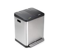 Emuca - Poubelle de Recyclage, Poubelle Double Seau, Poubelle extérieure à 2 compartiments de 15 litres, acier inoxydable