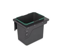 Emuca - Poubelle de recyclage pour la cuisine avec montage latéral, 1x35L, Acier et Plastique, Plastique gris antracite