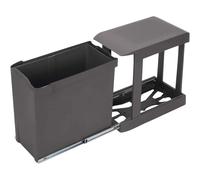 Poubelles de recyclage pour la cuisine - 1 x 30L - fixation inférieure et extraction automatique - Acier et Plastique - Gris antracite