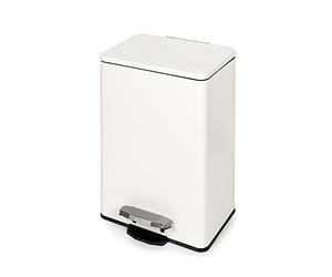 Emuca - Poubelle rectangulaire extérieur pour le recyclage avec ouverture à pédale, 20L, Peint en blanc, Aluminium