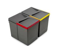 Emuca - Poubelles, Compartiments de Recyclage pour Base à Couper, Kit de 2 bacs Hauteur 266mm et capacité 15 litres