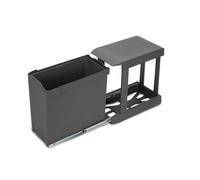 Poubelles de recyclage pour la cuisine - 1 x 30L - fixation inférieure et extraction automatique - Acier et Plastique - Gris antracite