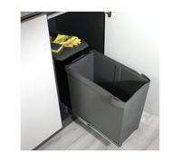 Poubelles de recyclage pour la cuisine - 1 x 30L - fixation inférieure et extraction automatique - Acier et Plastique - Gris antracite