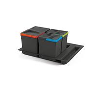 Emuca - Poubelles pour tiroir, compartiments de recyclage avec base à couper, Kit de bacs hauteur 216mm avec base 60cm