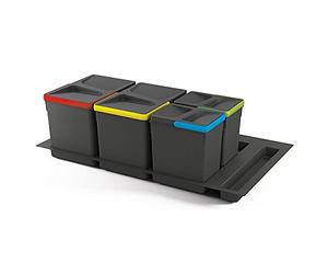 Emuca - Poubelles pour tiroir, compartiments de recyclage avec base à couper, Kit de bacs hauteur 266mm avec base 90cm