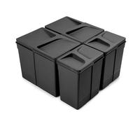 Emuca - Poubelles pour tiroir de cuisine, Compartiments de Recyclage pour Base à Couper, H 266 mm (2x15L + 2x7L), Plastique noir