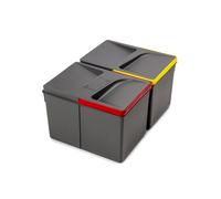 Emuca - Poubelles pour tiroir de cuisine Recycle avec couvercle anti-odeurs, H 216mm, 2x12litres, Plastique gris anthracite