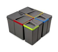 Emuca - Poubelles pour tiroir de cuisine Recycle, Hauteur 266, 2x15L + 2x7L, Plastique gris anthracite, Plastique