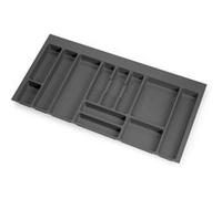 Emuca - Organisateur de Couverts, organiseur de tiroir de cuisine, range-couverts 936x482mm, 12 compartiments, module 100cm, plastique, gris anthracite