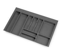 Emuca Organisateur de couverts Optima 736×482 mm – 9 compartiments, module 80 cm, gris anthracite