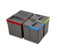 Emuca Recycle 8259923 - 1×12L + 2×6L - Gris anthracite