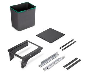 Emuca Recycling - Bac de tri sélectif Recyclef pour montage latéral sur les meubles de cuisine, 1 x 35 litres, acier, plastique gris anthracite
