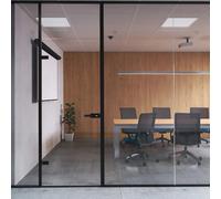 Serrure pour porte en verre 8-12mm avec cadre en bois - cylindre avec clés - acier et aluminium - noir