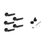 Emuca - Set de poignées de porte et loquets arrondis, 5 sets de poignées de porte intérieures avec rosace Ø50mm + 5 entrées Ø35mm, Noir