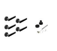 Emuca - Set de poignées et serrures de Portes carrées, 5 Sets de poignées de Portes intérieures avec Rosace Ø50mm + 5 boulons Ø35mm, Noir