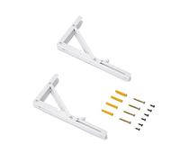 Emuca - Supports d'étagères pliables, 303mm, Jeu de 2 supports étagère pliables, charge max. 50kg, Peint en blanc, Acier