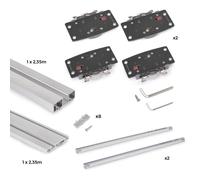 Emuca Système de montage en surface Flow 2 en kit pour 2 portes coulissantes, Anodisé mat