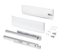 Emuca Tiroir extérieur Protone 30kg , coulisses à sortie totale et fermeture amortie, hauteur 131mm, profondeur 500mm, Acier, Peint en blanc Peint en blanc G