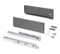 Emuca - Kit tiroir pour cuisine et bain, hauteur 131mm, profondité 450mm, 30 Kg, fermeture amortie, panneaux non incluses, Acier, Gris anthracite