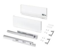 Emuca Tiroir extérieur Protone 30kg , coulisses à sortie totale et fermeture amortie, hauteur 178mm, profondeur 450mm, Acier, Peint en blanc Peint en blanc G