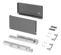 Emuca - Kit tiroir pour cuisine et bain, hauteur 178mm, profondité 350mm, 30 Kg, fermeture amortie, panneaux non incluses, Acier, Gris anthracite