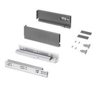 Emuca - Kit tiroir pour cuisine et bain, hauteur 93mm, profondité 270mm, 30 Kg, fermeture amortie, panneaux non incluses, Acier, Gris anthracite